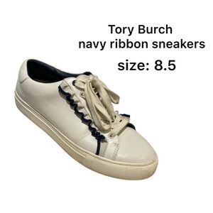 Tory Burch navy Ribbon Sneakers